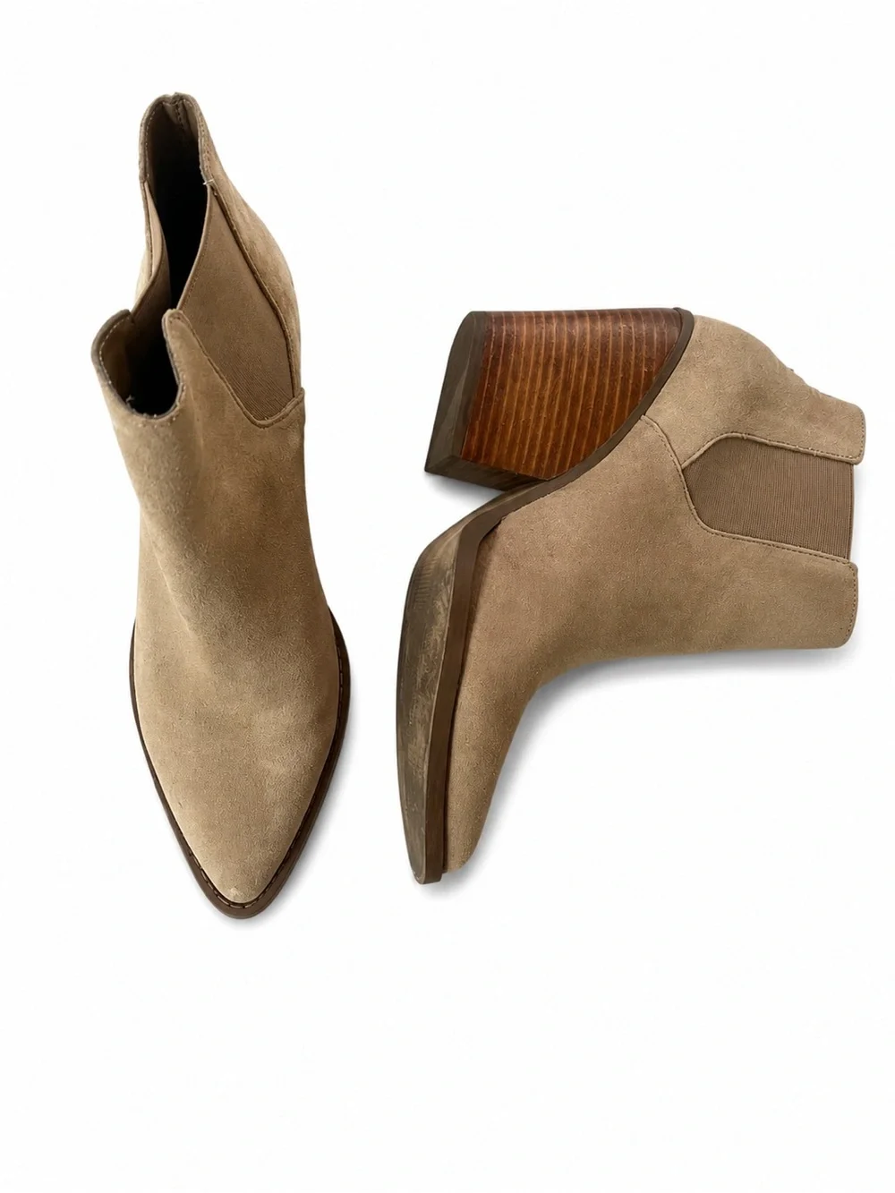 Taupe Suede Pointed Toe Ankle Boots Women’s Size 7 1/2